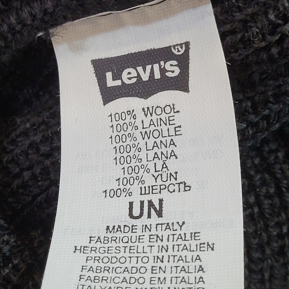 (NWT) LEVI STRAUSS MADE IN ITALY WINTER HAT 100%WOOL SOLID BLACK ONE SIZE - Picture 2 of 10